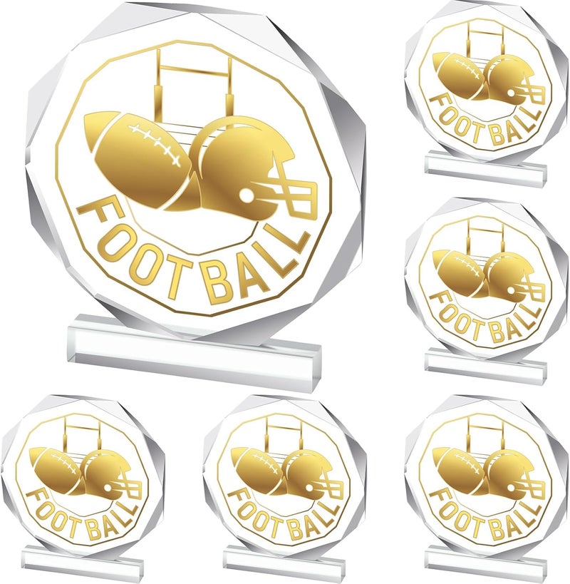 Anglechic 6 Pack Sports Trophy Acrylic Award Medals 4.72 x 4.72 Inch Sports Contest Trophies Bulk Plaques Team Prize Gift Trophies for Competition - Image 1